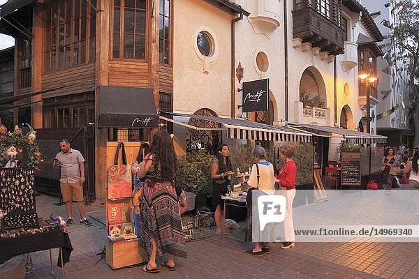 Chile Santiago Barrio Lastarria Street Scene People Nightlife