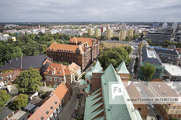 Wroclaw aerial view from the top of the cathedral Poland.