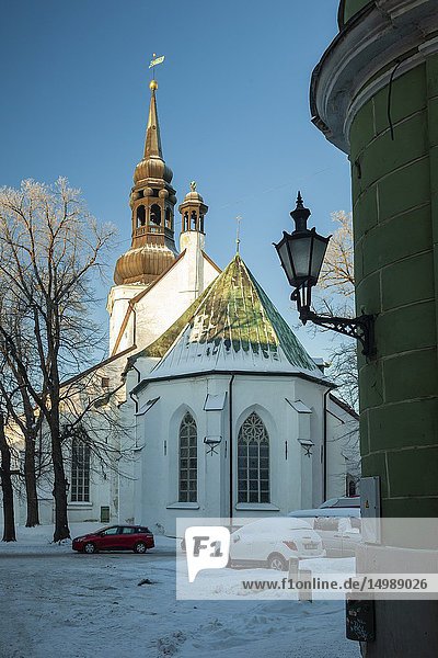 Winter morning at St Mary's cathedral in Tallinn old town  Estonia.