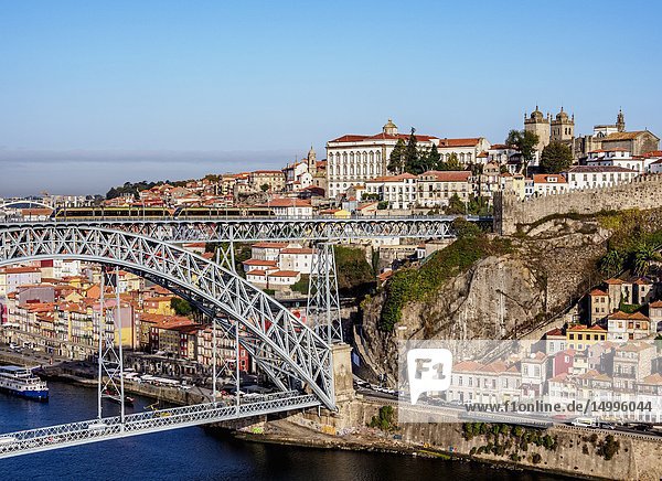 Dom Luis I Bridge  elevated view  Porto  Portugal.