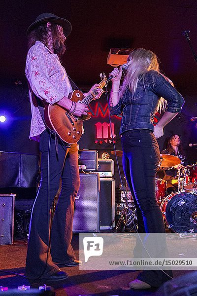 Madrid  Spain- April 25: Matte Gustafsson and Lisa Lystam from Heavy Feather rock band performs in concert at Sala Clamores on april 25 2019 in Madrid  Spain (Photo by: Angel Manzano)