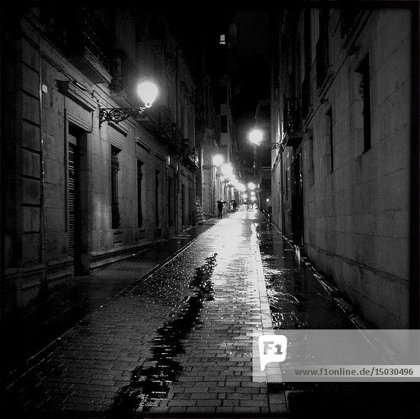 SPAIN San Sebastian / Donostia -- 15 Nov 2014 -- Night rainy street scene in the old quarter of San Sebastian / Donostia in the Basque Country Spain -- Picture by Jonathan Mitchell/Atlas Photo Archive.