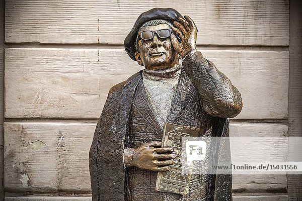 Statue of famous Swedish musician Evert Taube in Stockholm  Sweden.