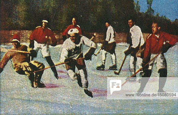 Kanadische Eishockeymannschaft  1928. Schöpfer: Unbekannt.