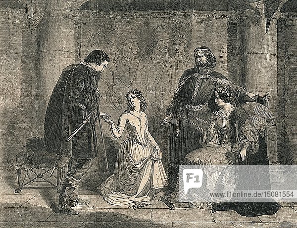 Szene aus 'Hamlet' - König  Ophelia und Laertes'  1852. Schöpfer: Unbekannt.