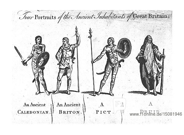 'Four Portraits of the Ancient Inhabitants of Great Britain'  c1780. Creator: Unknown.