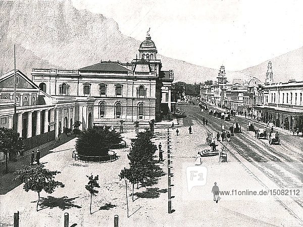 Adderley Street  mit der Commercial Exchange und der Standard Bank  Kapstadt  Südafrika  1895. Schöpfer: Unbekannt.