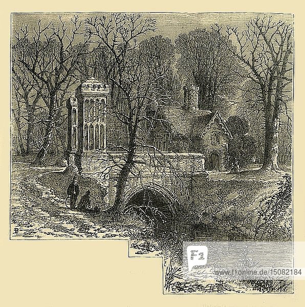 Der Wassergraben  Fulham Palace   (um 1878). Schöpfer: Unbekannt.