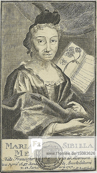 Porträt von Maria Sibylla Merian (1647-1717)  1755. Schöpfer: Anonym.