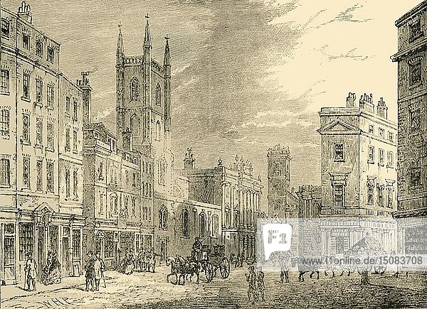 Die alte Bank von England  vom Herrenhaus aus gesehen   1890. Schöpfer: Unbekannt.