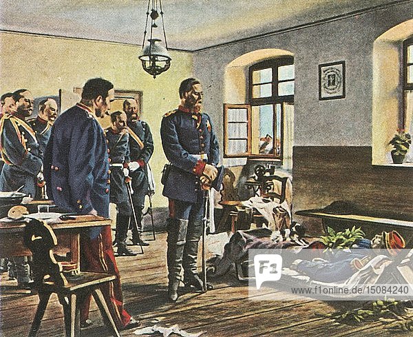 Kronprinz Friedrich Wilhelm mit dem Leichnam von General Douay  4. August 1870  (1936). Schöpfer: Unbekannt.