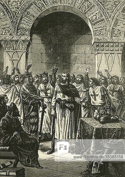 'Crusaders Proclaiming Godfrey of Bouillon King of Jerusalem'  1890. Creator: Unknown.