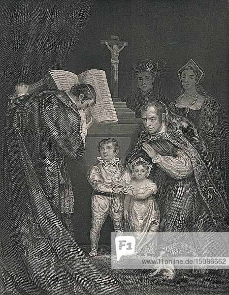 Die Heirat von Richard  Herzog von York. (Bruder von Edward V.)'  1478  (1821)  (Mitte 19. Jahrhundert). Schöpfer: J. Rogers.