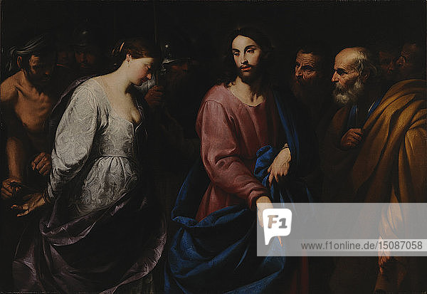 Christ and the Woman Taken in Adultery c.1630. Creator: Vaccaro Andrea (1604-1670).