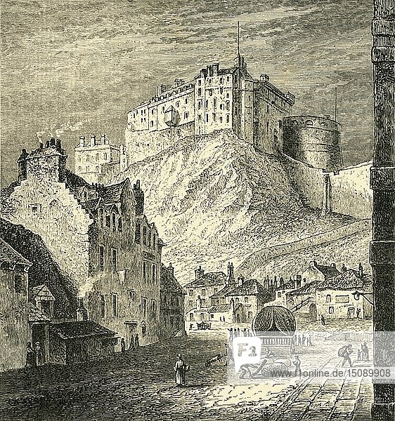 Edinburgh Castle  von den King's Mews aus gesehen  1825  (1890). Schöpfer: Unbekannt.