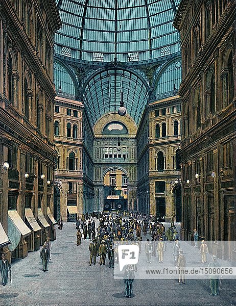 Napoli - Interno Galleria Umberto I   (Innenansicht der Galleria Umberto I)  um 1900. Schöpfer: Unbekannt.
