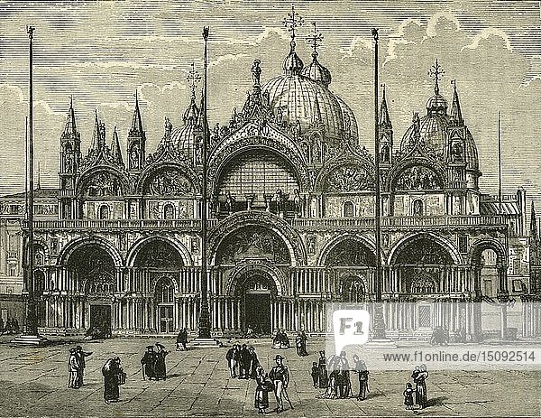 Westfassade des Markusdoms  Venedig  1890. Schöpfer: Unbekannt.