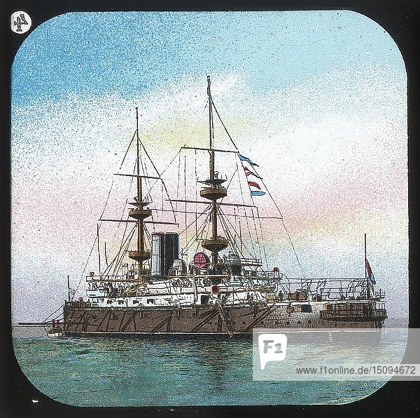 Ein modernes Schlachtschiff - H.M.S. Jupiter   um 1900. Schöpfer: Unbekannt.