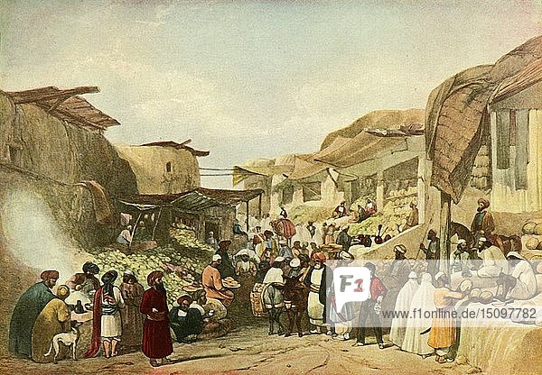 'The Main Street in the Bazaar at Kabul in the Fruit Season'  c1840  (1901). Creator: James Atkinson.