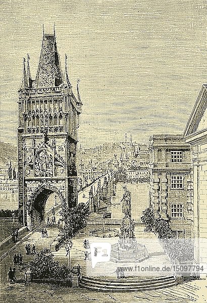 Blick auf Prag - Der Brückenturm   1890. Schöpfer: Unbekannt.