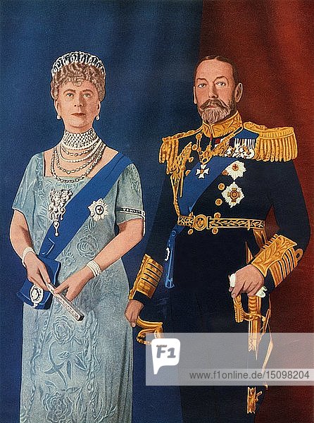 Ihre Majestäten König Georg V. und Königin Mary anlässlich ihres silbernen Thronjubiläums im Jahr 1935   1951. Schöpfer: Unbekannt.