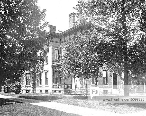 Wohnhaus des ehemaligen Präsidenten Harrison  Indianapolis  Indiana  USA  um 1900. Schöpfer: Unbekannt.