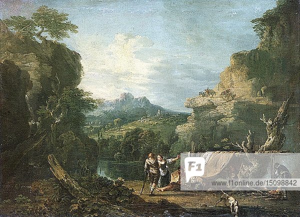 Landschaft mit Banditen um ein Zelt  1752. Schöpfer: Richard Wilson.
