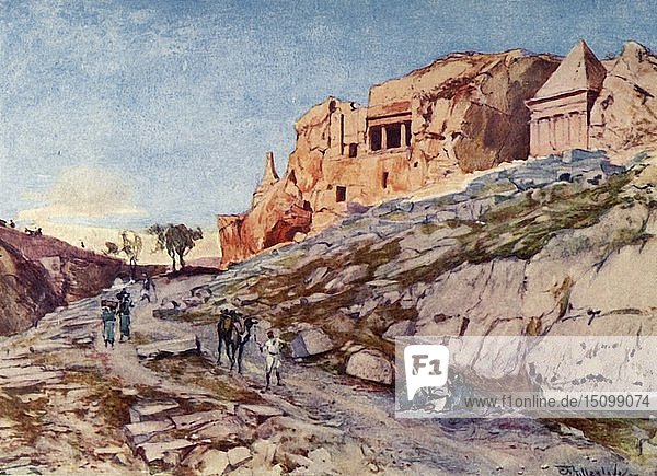 'The Rock-Cut Tombs of the Valley of Jehoshaphat'  1902. Creator: John Fulleylove.