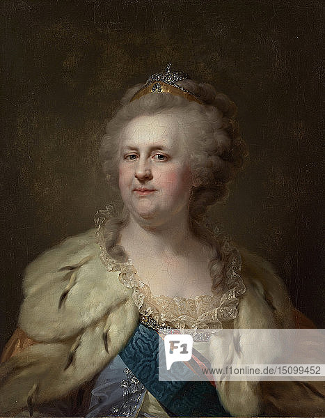 Porträt von Kaiserin Katharina II. (1729-1796)  1790er Jahre. Schöpfer: Lampi  Johann-Baptist von  der Ältere (1751-1830).