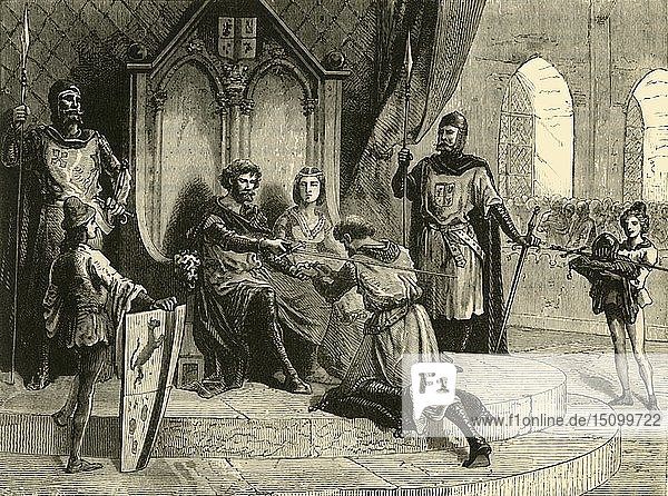 Die Zeremonie des feudalen Dienstes   (ca. 9.-10. Jahrhundert)  1890. Schöpfer: Unbekannt.