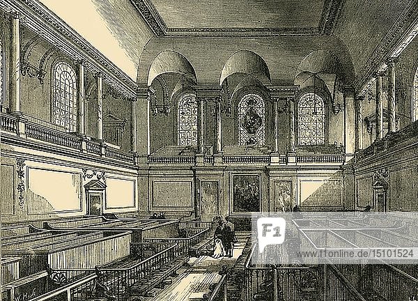 Das Innere der Kapelle des Findelhauses   um 1876. Schöpfer: Unbekannt.
