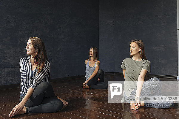 Women during yoga class