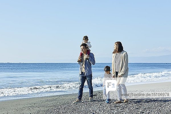 Japanese family at the beach