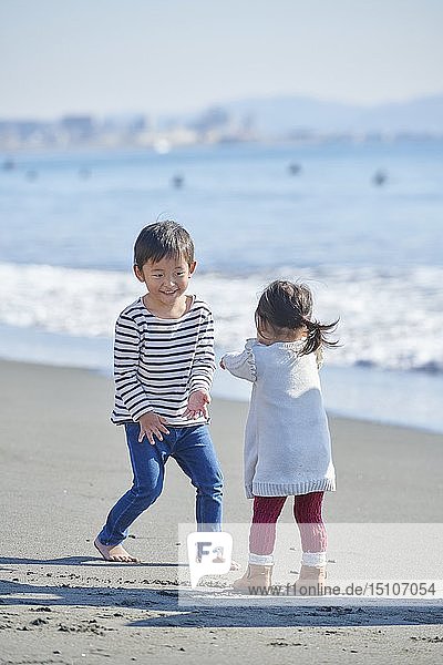 Japanese kids at the beach