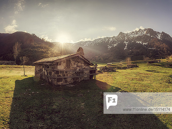 Spain Asturia Cantabrian Mountains Refugio de Branagallones mountain hut