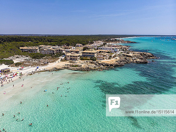 Spanien  Balearen  Mallorca  Sa Rapita  Ses Covetes  Luftaufnahme von Playa es Trenc