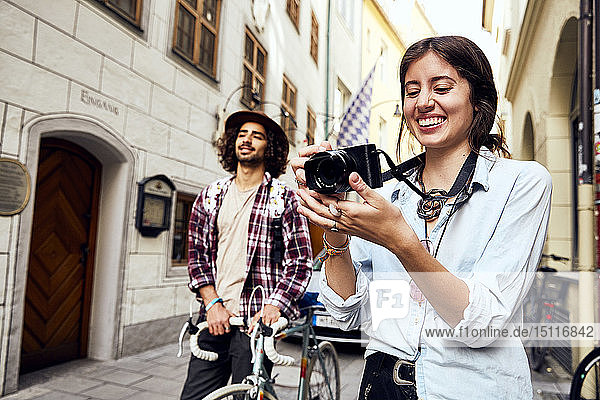 Young couple taking a photo