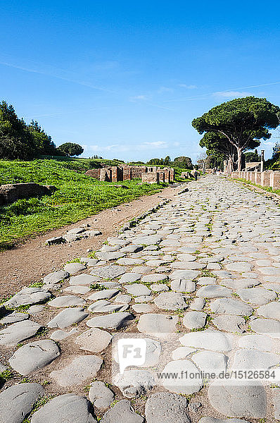Decumanus maximus  archäologische Stätte Ostia Antica  Ostia  Provinz Rom  Latium  Italien  Europa