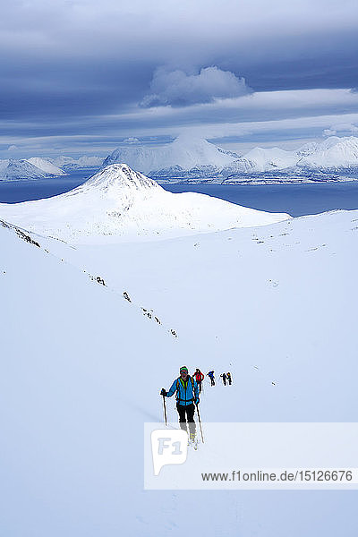 Skitouren in den Lyngen-Alpen  Halbinsel Lyngen  Provinz Troms  Norwegen  Skandinavien  Europa