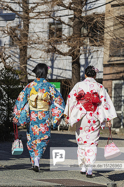 Frauen im Kimono  Sensoji-Tempel  Asakusa  Tokio  Japan  Asien