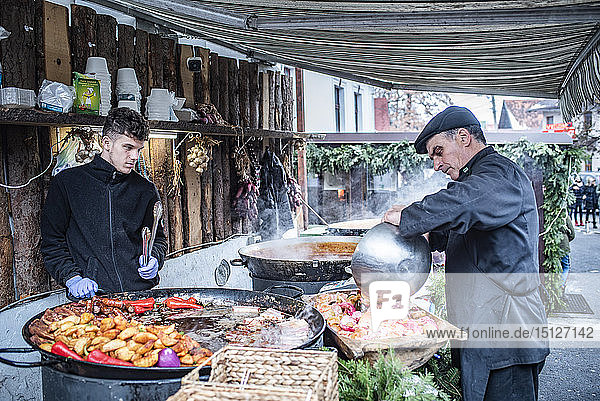 Traditional Romanian food in Bran market  Transylvania  Romania  Europe