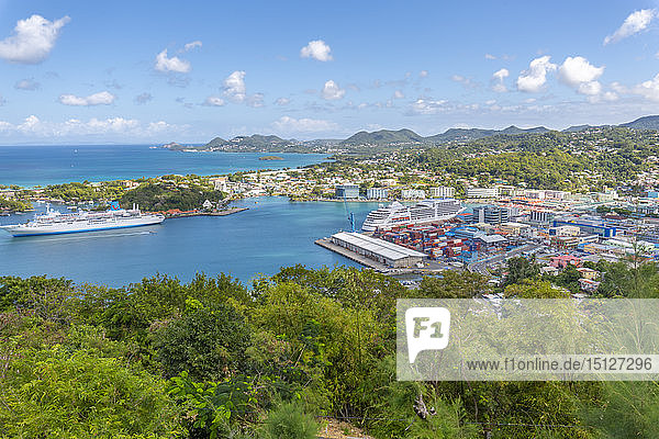Elevated view of Castries  Castries  St. Lucia  West Indies  Caribbean  Central America