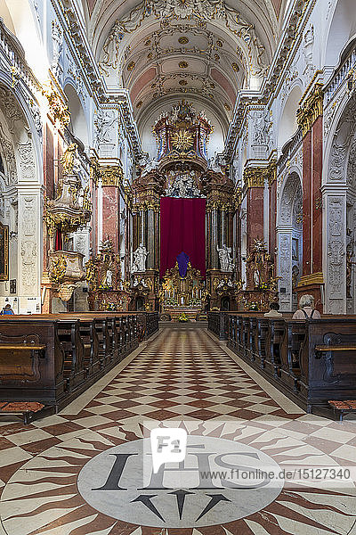 Interior of the church of St. Ignatius in the New Town district  Prague  Bohemia  Czech Republic  Europe