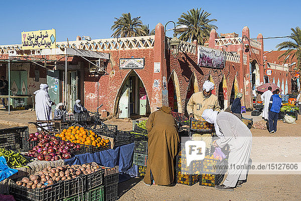 Red architecture in the center of Timimoun western Algeria North Africa Africa