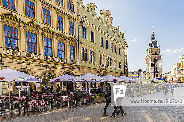The main square  Rynek Glowny  in the medieval old town  UNESCO World Heritage Site  Krakow  Poland  Europe
