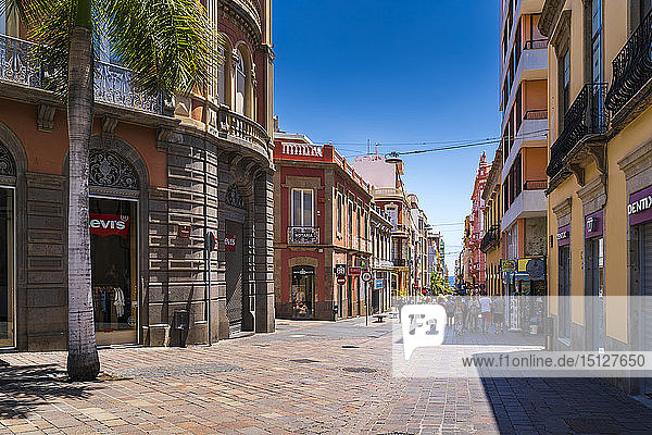Corner of Castillio Street and Robayna Street in Santa Cruz de Tenerife  Tenerife  Canary Islands  Spain  Atlantic  Europe
