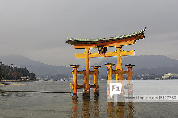 Itsukushima Shrine torii gate  UNESCO World Heritage Site  Miyajima  Hiroshima Prefecture  Japan  Asia
