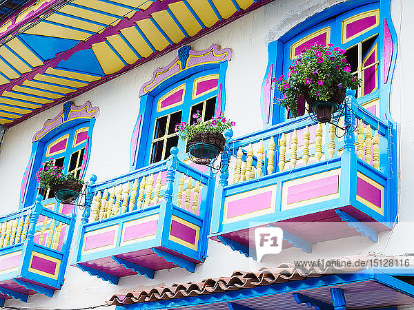 Colorful balconies  Filandia  Colombia  South America