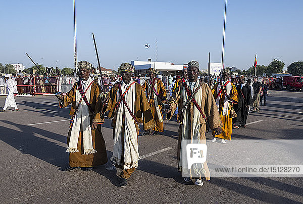 Traditional Toubou dance  tribal festival  Place de la Nation  N'Djamena  Chad  Africa