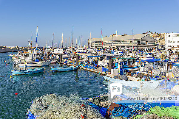 View of boats in the harbour  Jaffa Old Town  Tel Aviv  Israel  Middle East